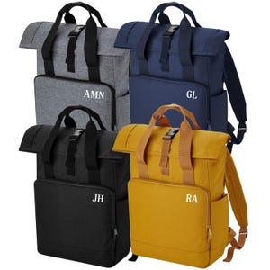 Grand sac à dos recyclé pour ordinateur portable avec initiales personnalisées Sac à dos scolaire personnalisé Sac universitaire