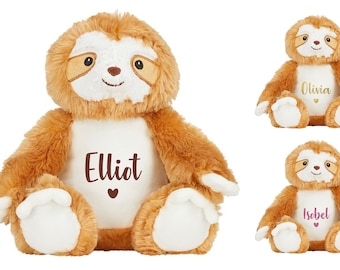 Personalised Name Brown Sloth Plush Cuddly Toy