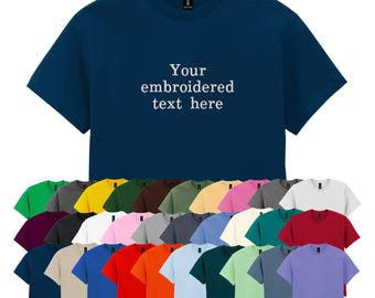 Embroidered Personalised Adults T-Shirt 30 Colours S-5XL Custom Design Your Text