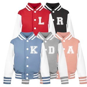 Personalised Initials Toddler & Kids Varsity Jacket Custom College Letterman Basketball