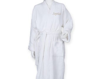 Embroidered Personalised Name Terry Towelling Robe Custom Text Initials Monogram Unisex Spa Dressing Gown