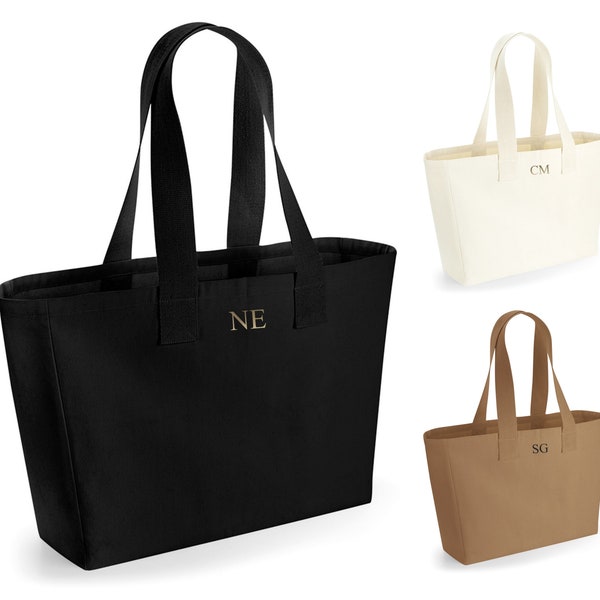 Personalisierte Initialen Monogramm Canvas Shopper Strandtasche