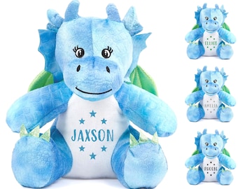 Personalised Name Blue Dragon Plush Cuddly Toy