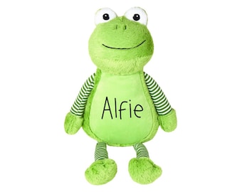 Personalised Name Large Plush Green Frog Teddy Cuddly Toy Childrens Gift