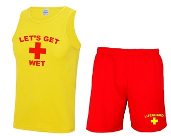 LET'S GET WET Mens Lifeguard Vest & Shorts