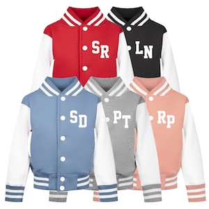 Personalised Initials Toddler & Kids Varsity Jacket Custom College Letterman Basketball