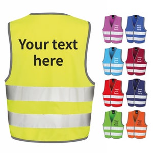 Children's Personalised Text Hi-Vis Waistcoat Reflective Safety Vest image 1