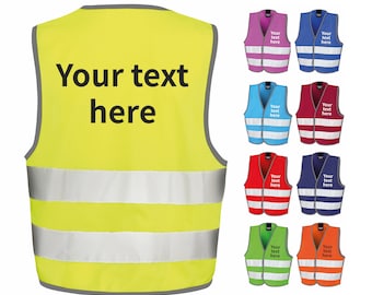 Children's Personalised Text Hi-Vis Waistcoat Reflective Safety Vest