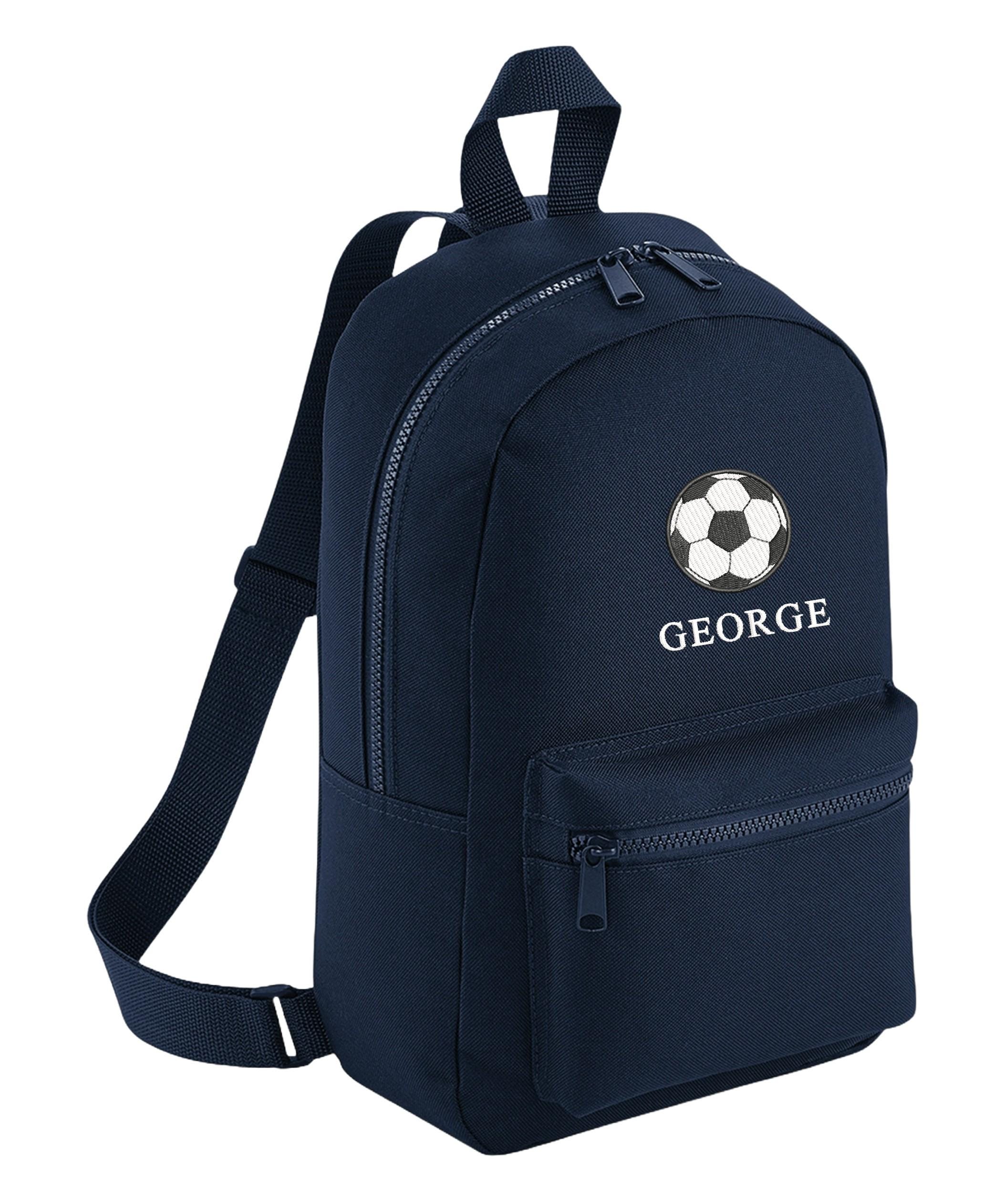 Embroidered Football Kids Personalised Name Backpack & Lunch 