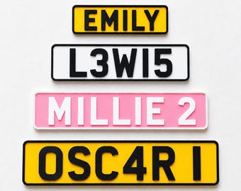 Personalised Number Plate Signs - Custom Text Mini Novelty License Registration