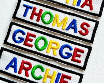 Personalised Embroidered Rainbow Text Patch Sew/Iron/Velcro Custom Name Badge
