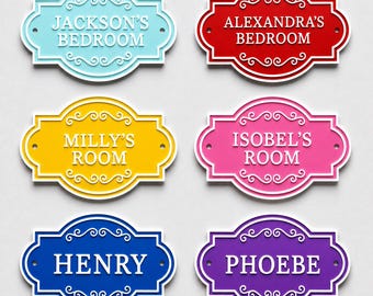 Personalised Kids Name Door Sign – Custom Girls Boys Bedroom Decoration Plate