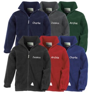 Embroidered Personalised Name Kids Fleece Jacket Childrens Custom Text School Coat