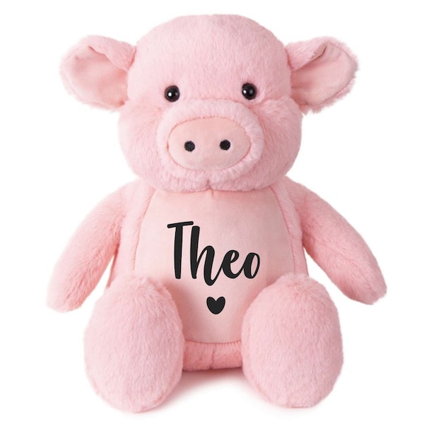 Personalised Name Large Plush Pink Pig Teddy Cuddly Toy