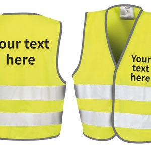 Children's Personalised Text Hi-Vis Waistcoat Reflective Safety Vest Fluorescent Yellow