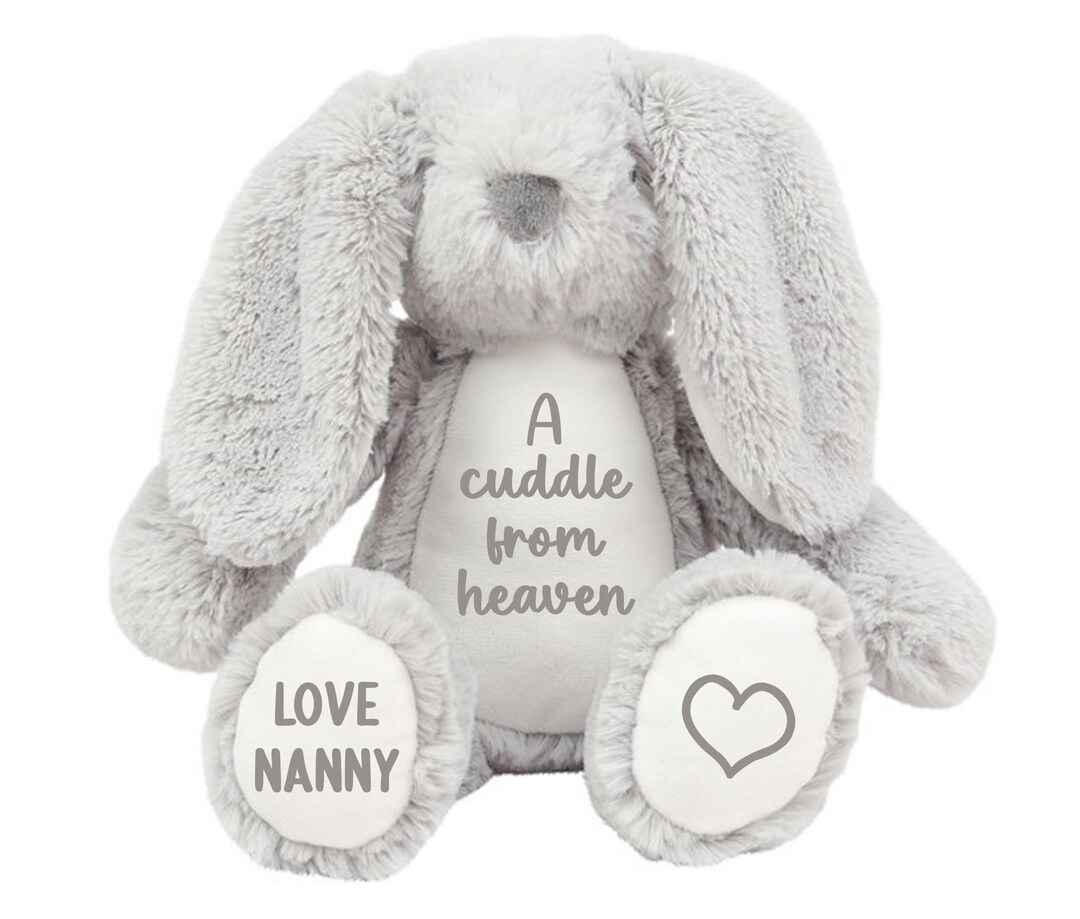 Personalised A Cuddle From Heaven Keepsake Memory Gift Grey Bunny ...