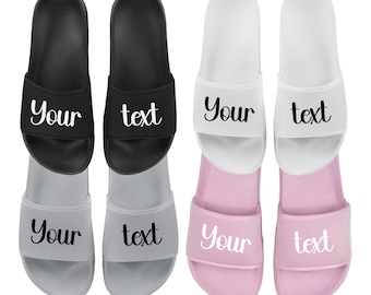 Personalised Sliders Custom Your Text Shoes Sandals Slippers Gift