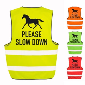 Kids & Adults Horse Riding Please Slow Down Hi-Vis Waistcoat Reflective Safety Vest