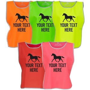 Personalised Kids & Adults Horse Riding Hi-Vis Tabard Waistcoat Reflective Safety Vest