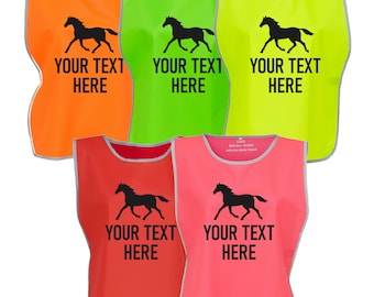 Personalised Kids & Adults Horse Riding Hi-Vis Tabard Waistcoat Reflective Safety Vest