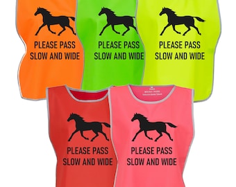 Kids & Adults Horse Riding Please Pass Slow And Wide Hi-Vis Tabard Waistcoat Reflective Safety Vest