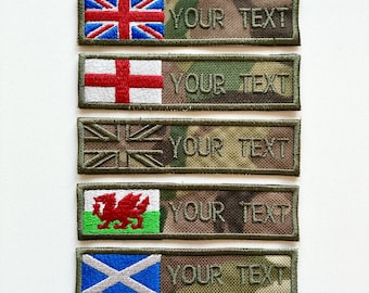 Personalised Embroidered Flag Camouflage Patch Sew/Iron/VELCRO® Custom Text Badge