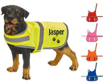 Personalised Name Text Hi-Vis Dog Vest Walking Training Reflective Safety Jacket Scared Reactive