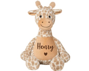 Gepersonaliseerde naam grote pluche bruine giraffe Teddy knuffel