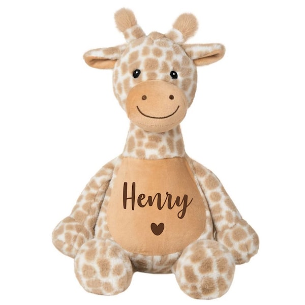 Personalised Name Large Plush Brown Giraffe Teddy Cuddly Toy