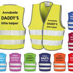 Children&#39;s Personalised Text Little Helper Hi-Vis Waistcoat Reflective Safety Vest