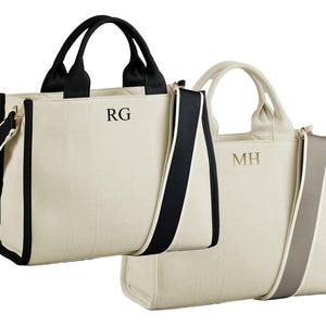 Bolso de mano de sarga de primera calidad con monograma y iniciales personalizadas y correa