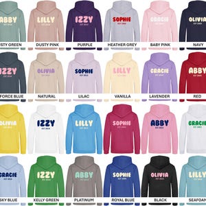 Personalised Bubble Font Name Hoodie (Kids & Adults Sizes) Custom Text Year Established Design immagine 2
