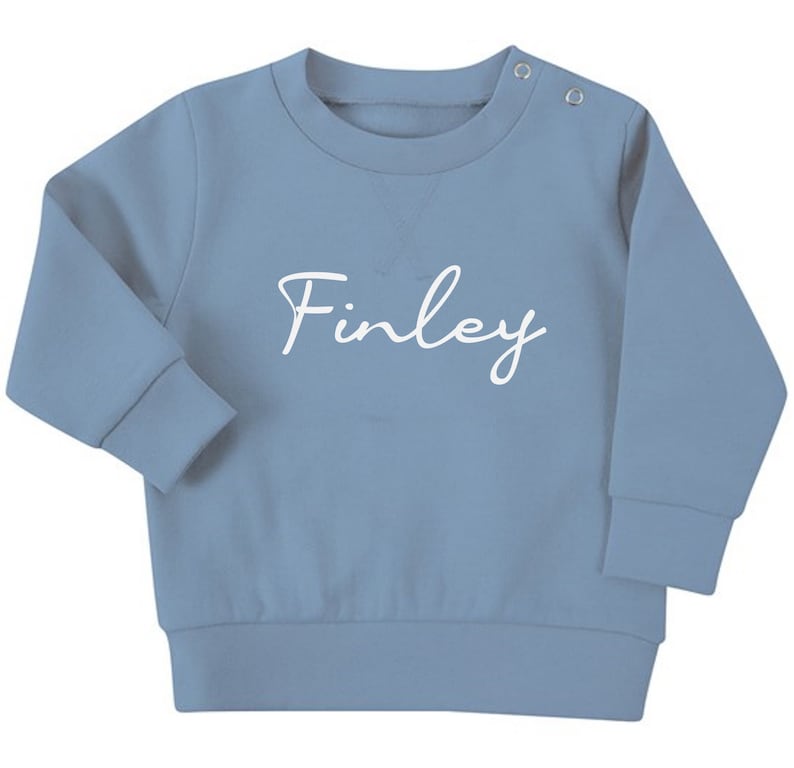 Personalised Name Baby & Toddler Sustainable Sweatshirt Stone Blue