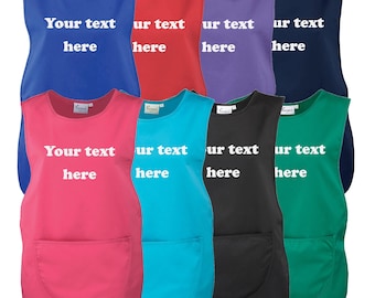 Ladies Personalised Text Tabard Apron Custom Design Cleaner Uniform