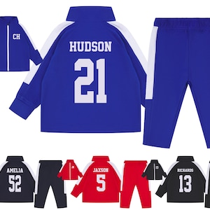 Baby & Toddler Personalised Football Kit Tracksuit (Jacket + Trousers) Name + Number