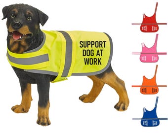Support Dog At Work Hi-Vis Vest Walking Training Reflective Safety Jacket Scared Reactive