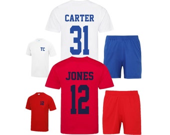 Kids Personalised Football Kit (Shirt + Shorts) Name + Number