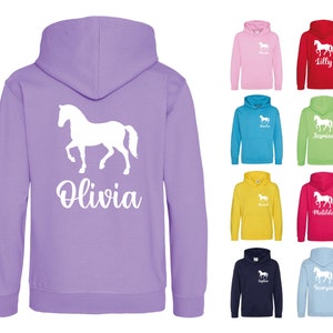 Girls Personalised Name Horse Riding Hoodie