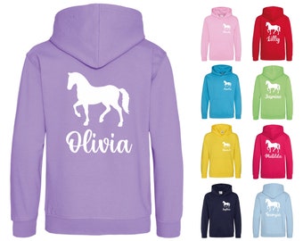 Girls Personalised Name Horse Riding Hoodie