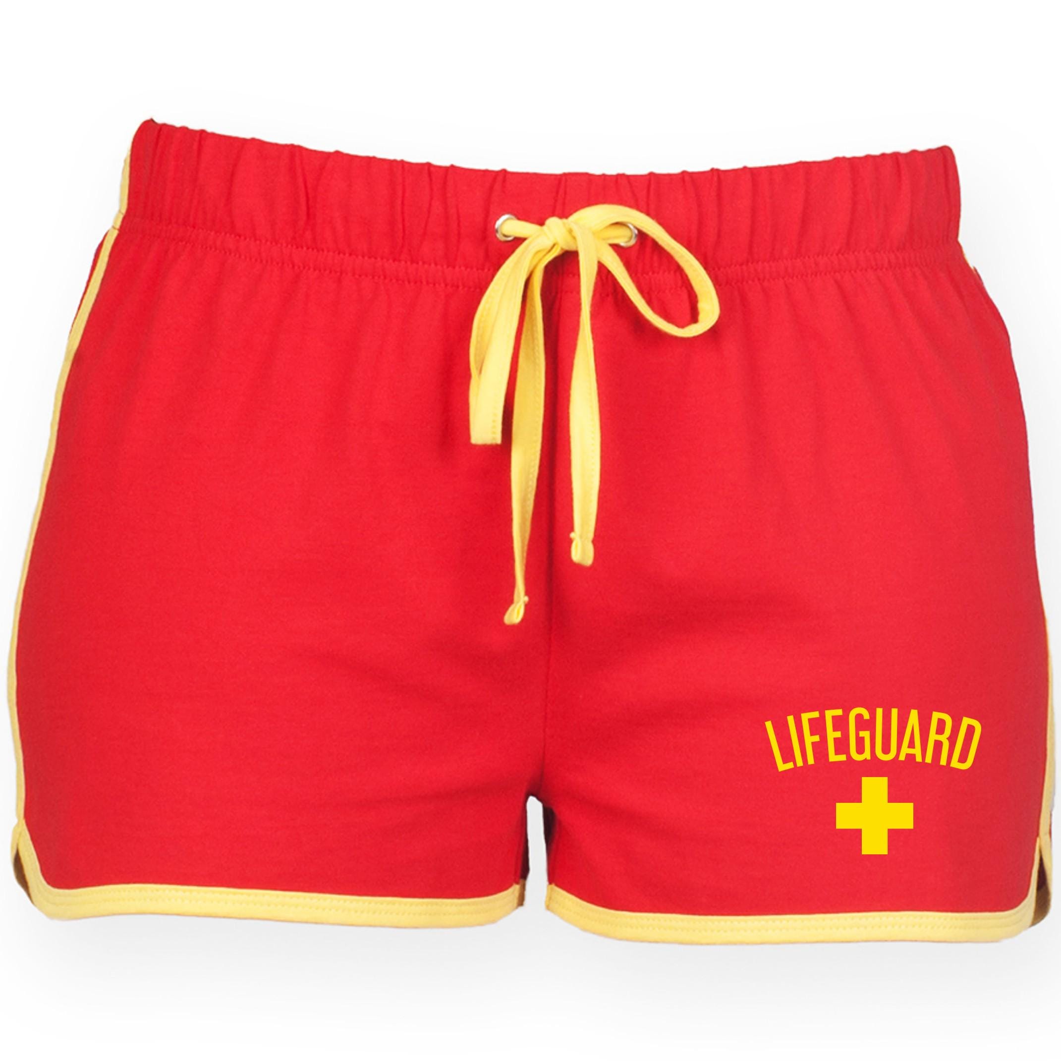 Lifeguard Shorts Fancy Dress Beach Party Hen Do Women's Red