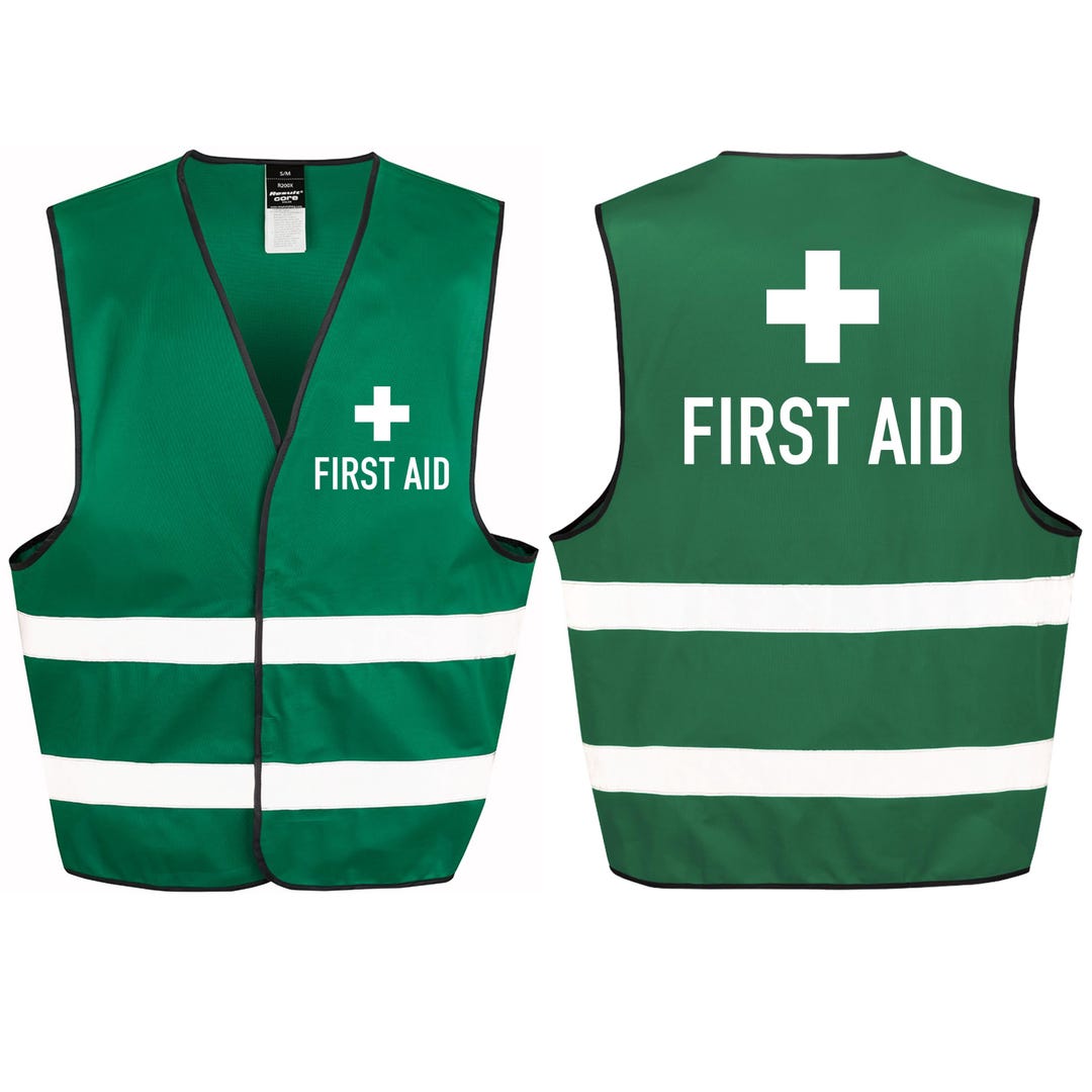 First Aid Green Hi-vis Waistcoat Reflective Safety Vest - Etsy Australia