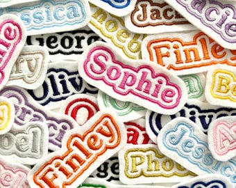 Personalised Embroidered Name Patch Iron On & Sew On Custom Text Badge (P1)
