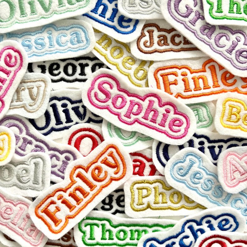 Personalised Embroidered Name Patch Iron on & Sew on Custom Text Badge ...