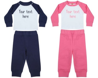 Conjunto de pijama de algodón para bebés y niños pequeños con texto personalizado