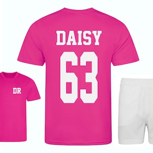 Kids Personalised Football Kit Shirt Shorts Name Number Hot Pink