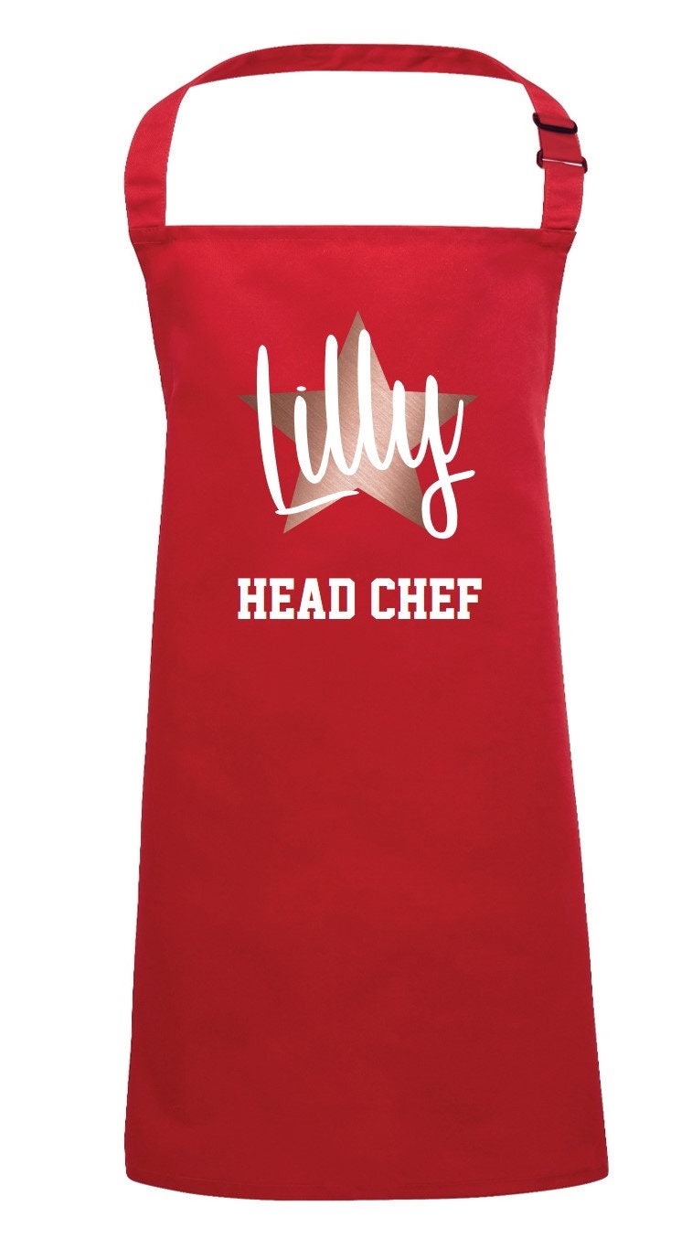 Personalised Kids Apron Rose Gold Star Head Chef Etsy