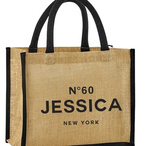 Personalised Birthday Gift Jute Bags Name Age Travel Celebration Tote 21st 30th 40th 50th 60th M (30x30x19cm, 14L)