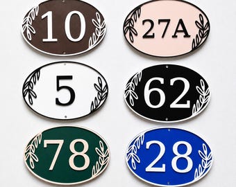 Personalised House Number Sign – Custom Oval Home Front Door Gate Plate Plaque