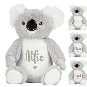 Personalised Name Grey Koala Bear Plush Cuddly Toy