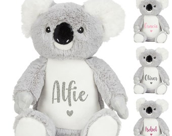 Personalised Name Grey Koala Bear Plush Cuddly Toy